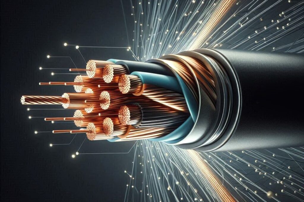 ساختار داخلی کابل برق رشته ای با چند سیم مسی